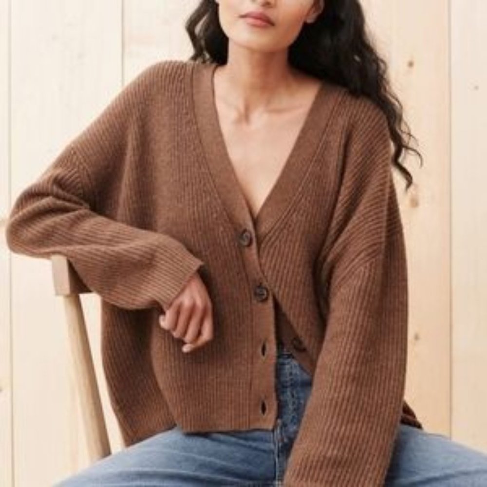 Jenni Kayne Cropped Cocoon Cardigan in Nutmeg